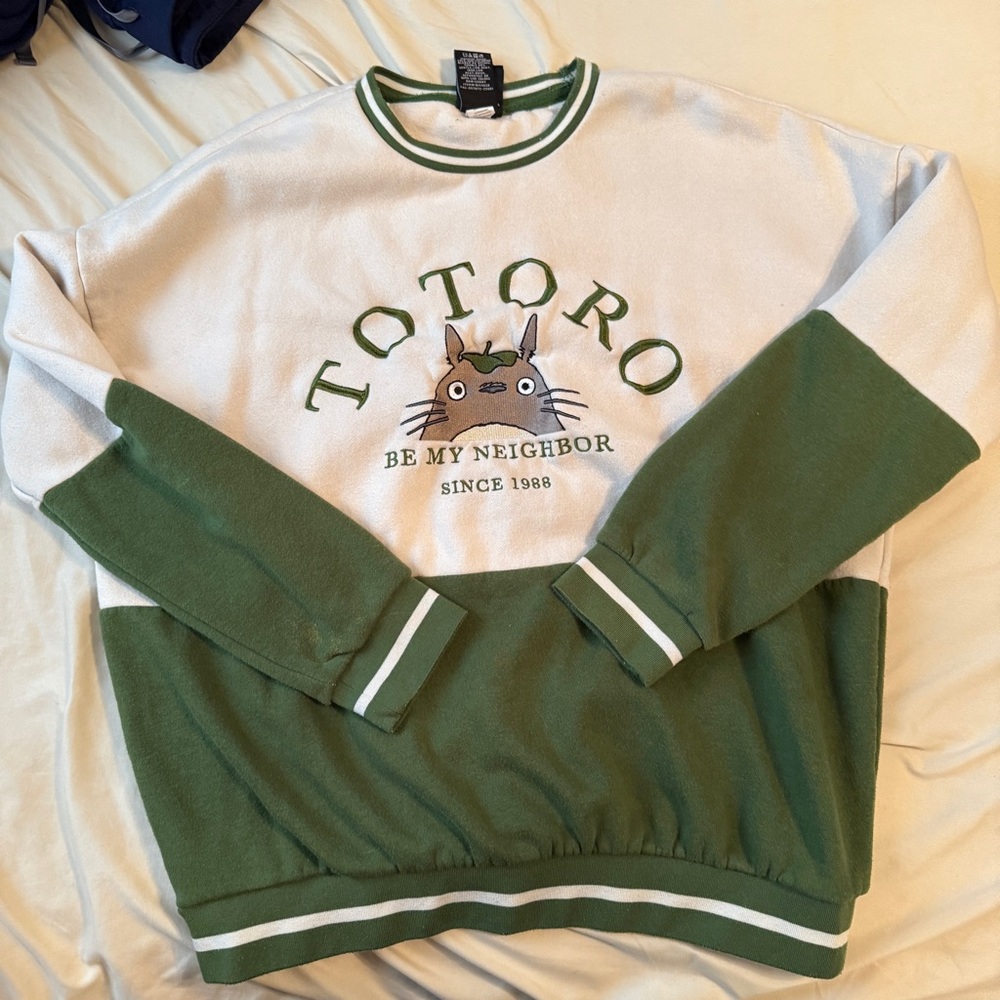 Totoro Green and White Sweatshirt